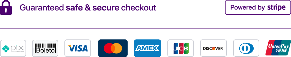 Guaranteed safe & secure checkout - Powered by Stripe